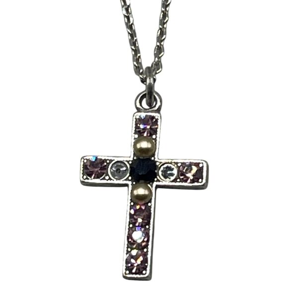 Mariana cross chain necklace N-5247 pendent handmade crystals clasp 18" READ NEW - Picture 1 of 8